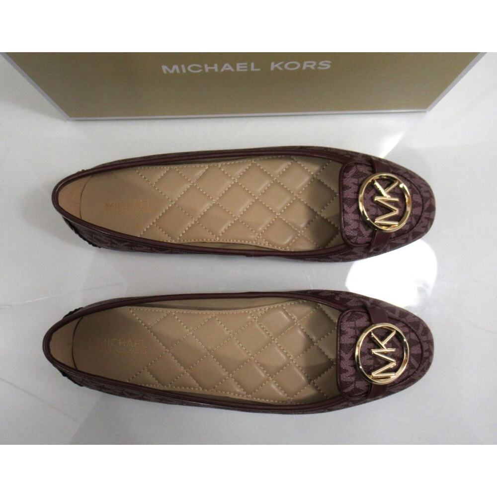 Michael Kors Lillie Moccasin Flat Shoes MK Signature Merlot Burgundy  Size 7.5 - Picture 7 of 9